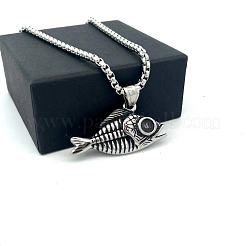 Винтажные панк-кулоны в виде рыбьей кости для мужчин из нержавеющей стали 304.&nbsp;MU8602