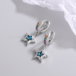 Pendientes colgantes de aro de latón y circonita cúbica&nbsp;WG36A3A-01