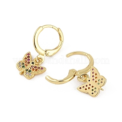 Серьги-кольца из латуни с микропаве из кубического циркония для женщин&nbsp;EJEW-B067-01G-04