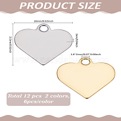 12 шт. 2-х цветные подвески из нержавеющей стали 304&nbsp;STAS-LP0002-35