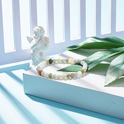 Bracelet extensible en perles rondes en jadéite naturelle&nbsp;BJEW-JB07572-01
