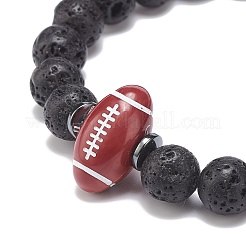 Bracciale elasticizzato in pietra lavica naturale&nbsp;BJEW-JB08553-05