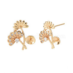 Латунные микро-паве прозрачные серьги-гвоздики из циркония KK-S364-037