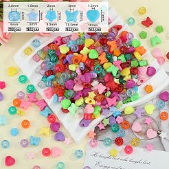 1400個 5スタイル 透明プラスチック編み込みヘア&アクリルビーズパーツキット  ミックスカラー  8~10x3.5~6.5mm  穴：1.6~3.5mm&nbsp;DIY-SZ0010-47
