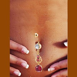 Латунное кольцо пупка с фианитом AJEW-EE0004-30C