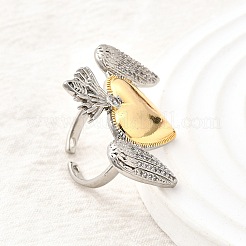 Манжеты из латуни с микро паве кубический цирконий для женщин RJEW-F184-01A-GP