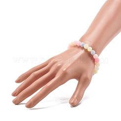 Natürliche weiße Jade (gefärbt) Imitation Morganit Perlen Stretch-Armband für Männer Frauen für Sie&nbsp;BJEW-JB06990-03