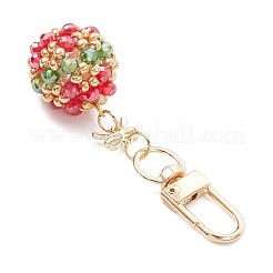 Круглые и бантовые рождественские подвески из стеклянных бусин&nbsp;HJEW-MZ00345