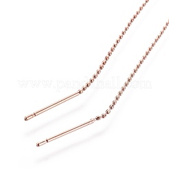 真鍮製スタッドピアスパーツ  カン付き  ビーズチェーン  アメリカンピアス  ローズゴールド  104x1mm  穴：1.8mm  ピン：0.8mm&nbsp;KK-I645-03RG