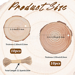 20 шт. 2 стиля плоские круглые необработанные подвески из деревянной щепы WOOD-CP0001-15