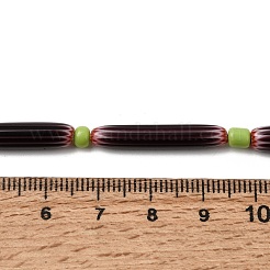 手作りのランプワークシェブロンビーズ  細長い卵形ビーズ  インディゴ  28~29.5x4.5~6mm  穴：0.8mm  約13個/連  14.56''~16.14''（37~41センチメートル）&nbsp;LAMP-Z019-01-02