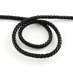 Tressé pu cordon de cuir, imitation cordon en cuir pour la fabrication de bracelets, noir, 5mm, environ 9.84 yards (9 m)/rouleau