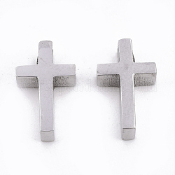 304 Stainless Steel Tiny Cross Charms, Stainless Steel Color, 12x7x3mm, Hole: 1.8mm