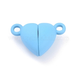Fermoirs magnétiques en alliage avec boucles, cœur, bleu clair, 15x9.5x6mm, Trou: 1.5mm