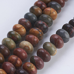 Natural Polychrome Jasper/Picasso Stone/Picasso Jasper Beads Strands, Rondelle, 8x5~5.5mm, Hole: 0.8mm, about 70~74pcs/strand, 14.8  inch~15.3 inch(37.5~39cm)