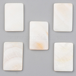 Natural Freshwater Shell Cabochons, Rectangle, Seashell Color, 30x20x3.5mm