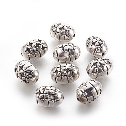 CCB perles en plastique, sans nickel, ovale avec étoiles, argent antique, 22x16x15.5mm, Trou: 2.5mm