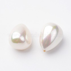 Shell-Perlen, Hälfte gebohrt, Träne, für die Hälfte gebohrt, Muschelfarbe, 21x16x14 mm, Bohrung: 1 mm
