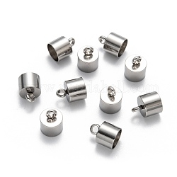 304 Stainless Steel Cord Ends, Column, Stainless Steel Color, 13x10mm, Hole: 3mm, Inner Diameter: 9mm