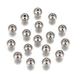 201 perline in acciaio inossidabile, round solido, colore acciaio inossidabile, 6mm, Foro: 1.5 mm
