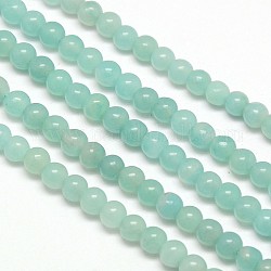 Chapelets de perle ronde en amazonite naturelle, 4mm, Trou: 1mm, Environ 100 pcs/chapelet, 15.7 pouce
