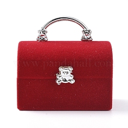 Borsa da donna con portagioie in velluto a forma di orso, custodia per organizer portagioie portatile, per collana orecchini anello, rosso, 5.7x4.4x5.5cm