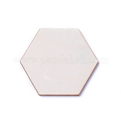 Cabochons en bois, hexagone, burlywood, 8.5x9.5x2.5mm