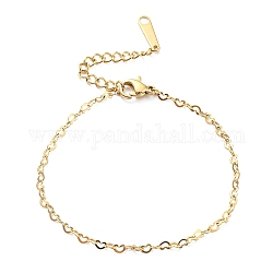 304 Stainless Steel Heart Link Chain Bracelet for Women, Golden, 8 inch(20.4cm)