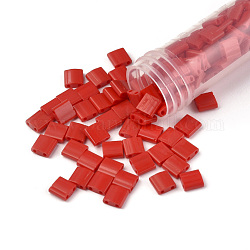 Perles miyuki tila, Perles de rocaille japonais, 2-trou, (tl408) rouge opaque, 5x5x1.9mm, Trou: 0.8mm, environ 1180 pcs / sachet , 100 g / sac
