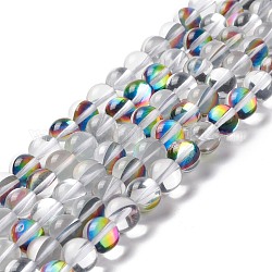 Chapelets de perles en pierre de lune synthétique, ronde, fumée blanche, 10mm, Trou: 1mm, Environ 37~39 pcs/chapelet, 14.76''~14.96'' (37.5~38 cm)