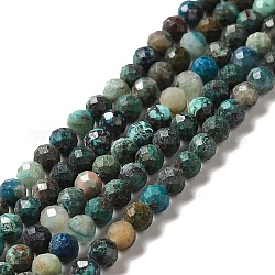 Chapelets de perles en chrysocolle naturelle, facette, ronde, 3mm, Trou: 0.7mm, Environ 116 pcs/chapelet, 15.16'' (38.5 cm)