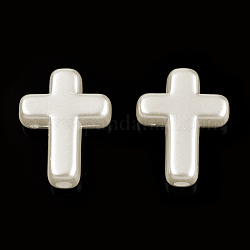 Perle di perle imitazione plastica abs, croce, bianco crema, 15.5x12x4.5mm, Foro: 2 mm