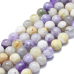 Filamenti di perline opaline viola naturale, tondo, misura:circa8~9mm di diametro, Foro: 0.8 mm, circa 48~52pcs/filo, 15.35''~16.54'' (39~42 cm).