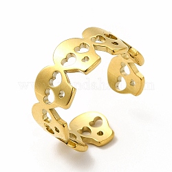 Chapado en iones (ip) 304 anillo de acero inoxidable con calavera abierta para mujer, real 18k chapado en oro, nosotros tamaño 6 (16.5 mm)
