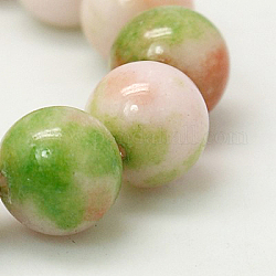Abalorios de jade hebras, jade blanco natural, teñido, redondo, colorido, 8mm, agujero: 1 mm, aproximamente 51 pcs / cadena, 15.7 pulgada