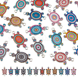 Dicosmetic 72 piezas 12 colores aleación esmalte conector encantos, enlaces de tortugas, Platino, color mezclado, 27.5x15.5x2mm, agujero: 1.4mm y 1.6 mm, 6 piezas / color