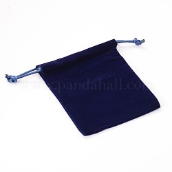 Rectángulo de joya bolsas de terciopelo, azul marino, 11.7x9.6 cm