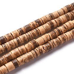 Kokosperlen Stränge, Flachrund, braun, 5x2.5~5 mm, Bohrung: 1 mm, ca. 160 Stk. / Strang, 23.82'' (60.5 cm)