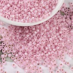 MIYUKI Round Rocailles Beads, Japanese Seed Beads, 8/0, (RR643) Dyed Pink Silverlined Alabaster, 8/0, 3mm, Hole: 1mm, about 2111~2277pcs/50g