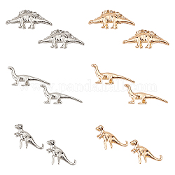 ANATTASOUL 6Pcs 6 Style Tyrannosaurus & Stegosaurus & Brontosaurus Alloy Stud Earrings for Women, Platinum & Light Gold, 7.5~10x11.5~18mm, Pin: 0.7mm, 1 Pair/style
