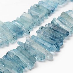 Chapelets de perles en cristal de quartz naturel, teinte, facette, pépites, bleu ciel, 13~48x7~12x3.5~10mm, Trou: 2mm, 14.9 pouce (38 cm)