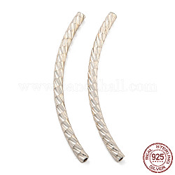 925 Sterling Silver Tube Beads, Diamond Cut, Curved Tube, Silver, 30x7.5x2mm, Hole: 1.2mm