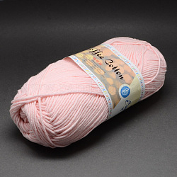 Мягкие нитки для ручного вязания, с хлопком, ПАН волокна и COFF экстракт, розовые, 2.5 мм, около 100 г / рулон, 5 рулонов / мешок