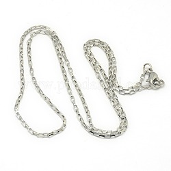 Trendy Unisex 304 Stainless Steel Box Chain Necklaces, with Lobster Claw Clasps, Stainless Steel Color, 19.29inch(49cm)