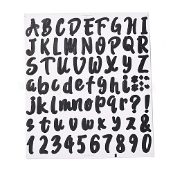 Número, alfabeto y signo pvc adhesivo autoadhesivo impermeable, para la decoración de tarjetas de regalo, negro, 21.5x18.5x0.02 cm, Etiquetas: 5~26x5~20 mm, 72pcs / hoja
