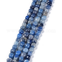 Natürlichen blauen Aventurin Perlen Stränge, Nuggets Trommelstein, 6.5~15x7~14x7~14 mm, Bohrung: 1~1.4 mm, ca. 32~33 Stk. / Strang, 15.16~ 15.75 Zoll (38.5~40 cm)