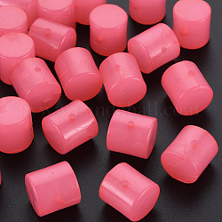 Perles en acrylique de gelée d'imitation, colonne, rose chaud, 14.5x14.5mm, Trou: 1.8mm, environ 200 pcs/500 g