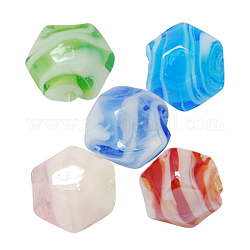 Handmade Lampwork Beads, Pearlized, Faceted, Heart, Mixed Color, 11x13x10mm, Hole: 2mm