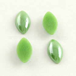Pearlized Plated Opaque Glass Cabochons, Horse Eye, Dark Sea Green, 7x3x1.5mm