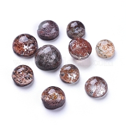 Quartz naturel lodolite / cabochons de jardin en quartz, demi-rond / dôme, 10~14.5x6~9mm